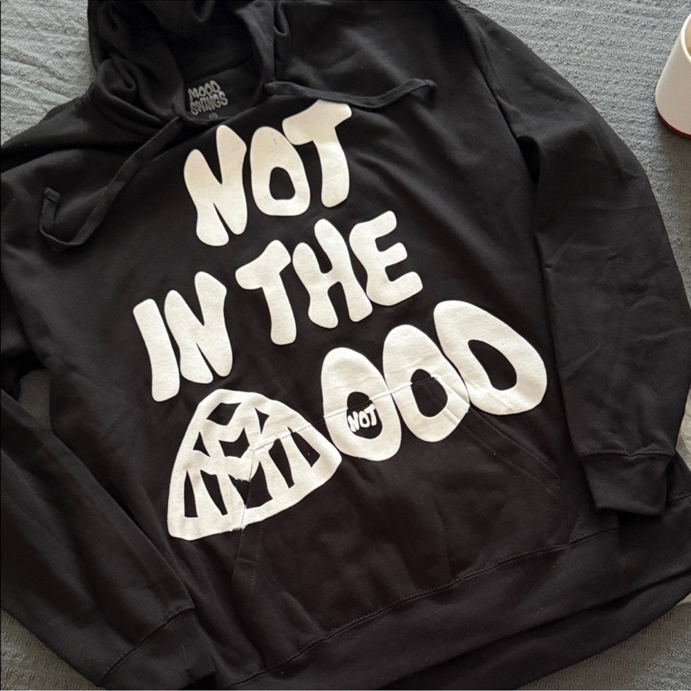 Mood Swings hooded sweatshirt- Black with White Print